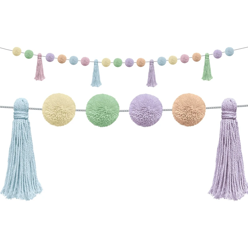 Teacher Created Resources® 60" Pastel Pop Pom-Poms and Tassels Garland, 3ct.