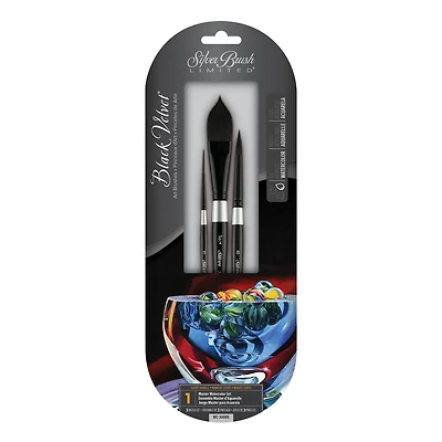 Silver Brush Limited Black Velvet® 3 Piece Watercolor Brushes Set