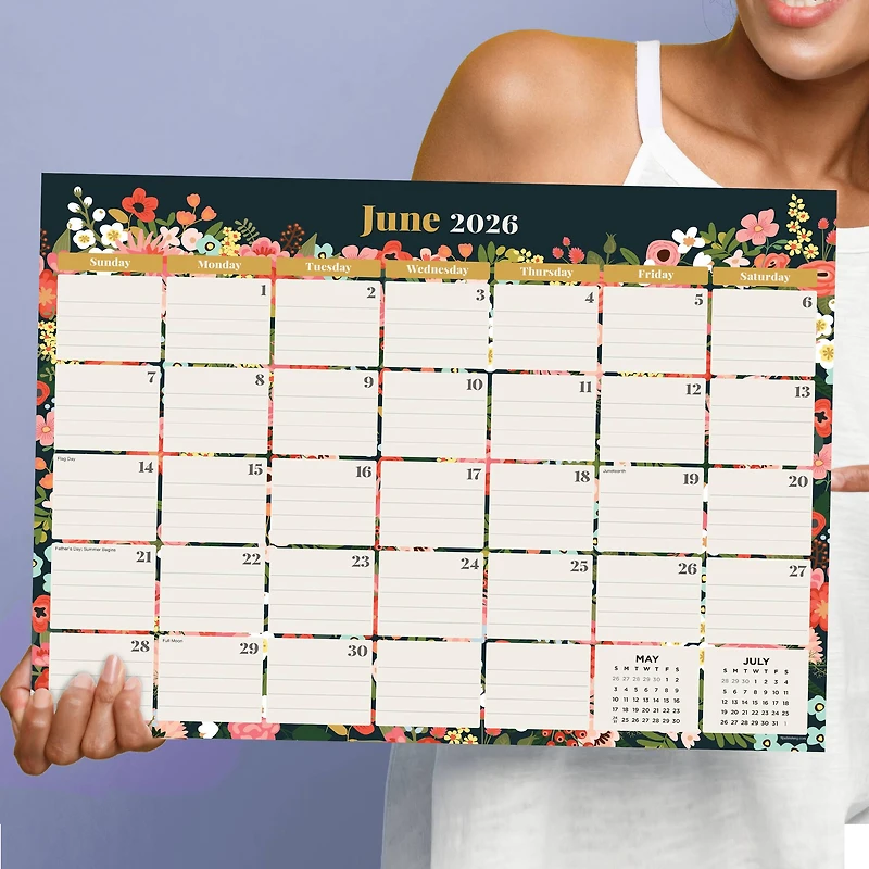 2026 Bountiful Blooms Medium Desk Pad Monthly Blotter Calendar