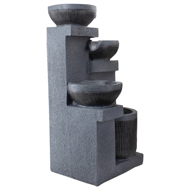 23" LED Cascading 4-Tier Bowl Outdoor Water Fountain