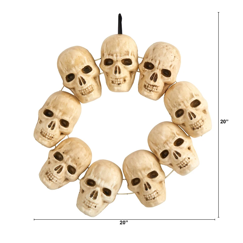 20" Halloween Skull Wreath with Lighted Eyes