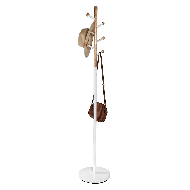 Honey Can Do 69.3" White Freestanding Corner Coat Rack 