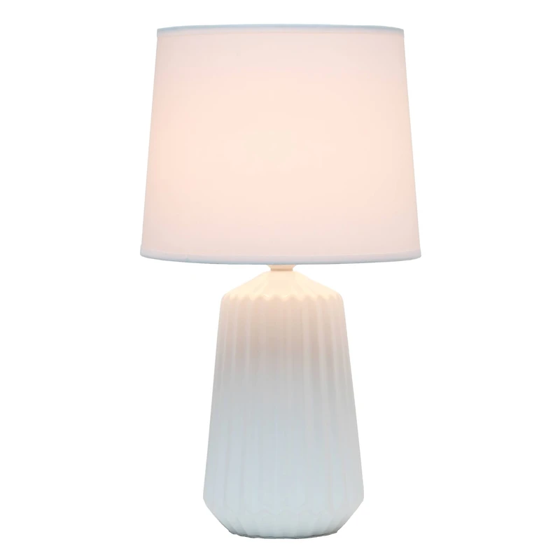 Simple Designs 17.4" Off White Pleated Base Table Lamp