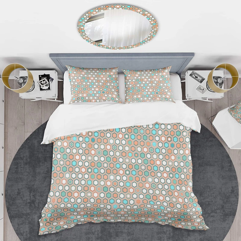 Designart 'Retro Hexagon Pattern III' Mid-Century Duvet Cover Set