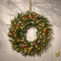 30" Frosted Berry Wreath with 100ct. Clear Lights