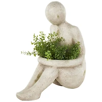 17" Cream Sitting Figure Planter