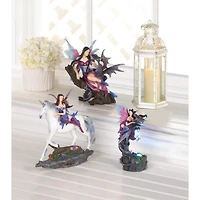 Light Up Dark Fairy and Dragon Figurine 4.5" x 4" x 7.75