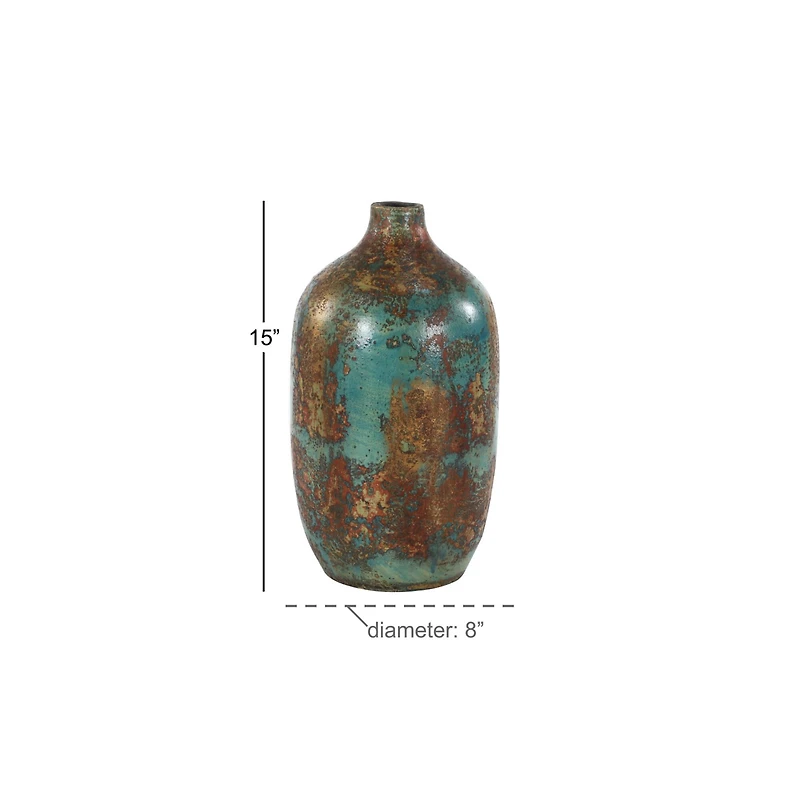 16" Blue Ceramic Rustic Vase