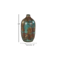 16" Blue Ceramic Rustic Vase