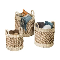 Honey Can Do Coastal Collection Nesting Tea Stained Woven Basket Set