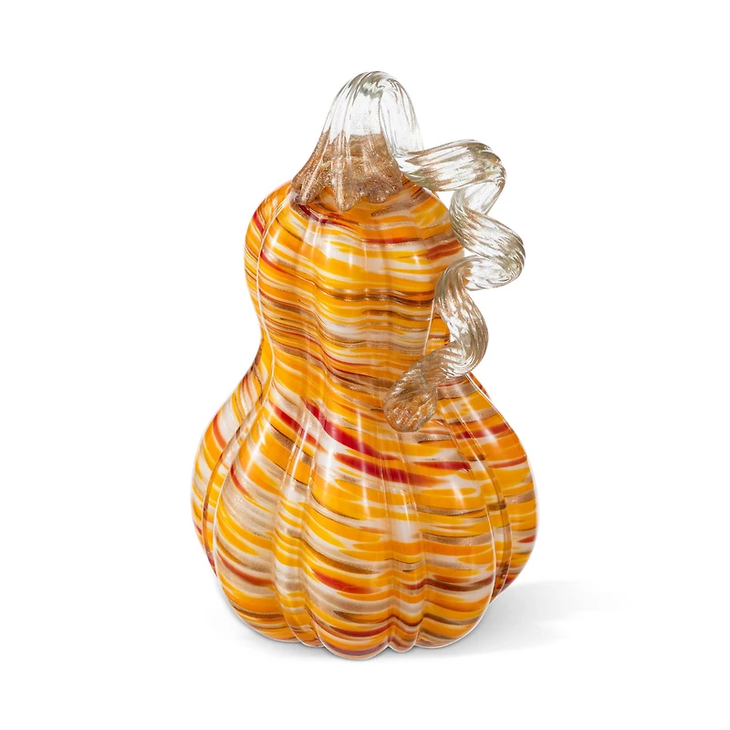 Glitzhome® 8.5" Fall Multi Stripes Glass Gourd