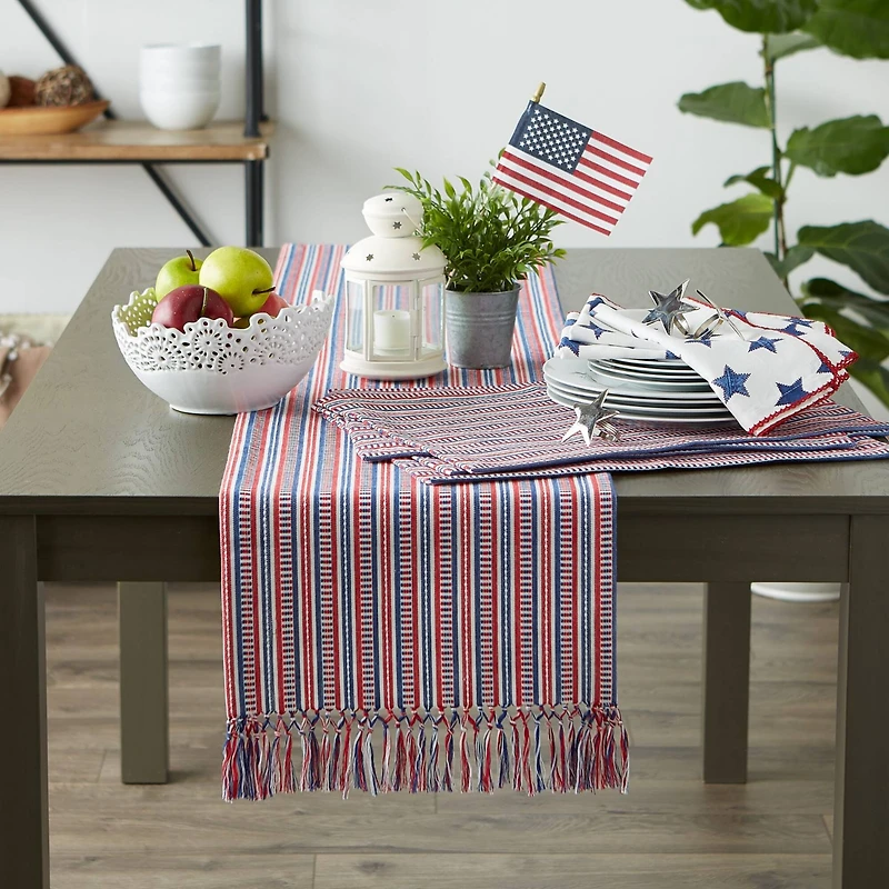 DII® Red, White & Blue Dobby Stripe Placemats, 6ct.
