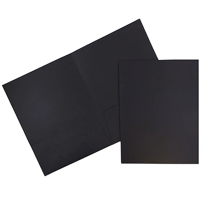 JAM Paper Black 2-Pocket Textured Linen Business Folders, 50ct.