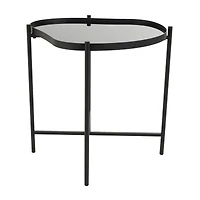 Black Metal Abstract Wavy Accent Table with X-Shaped Base