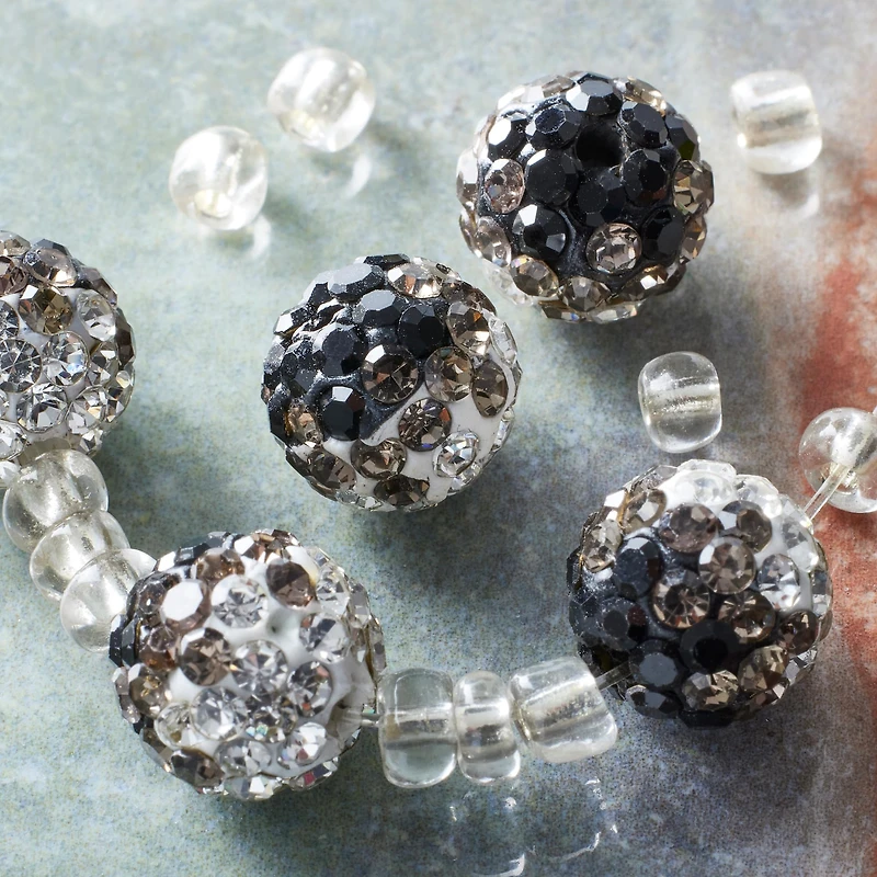 Charcoal Rhinestone Studded Acrylic Beads, 10mm by Bead Landing™