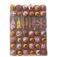 52ct. 6" Pink & Gold Shatterproof Ornament Set