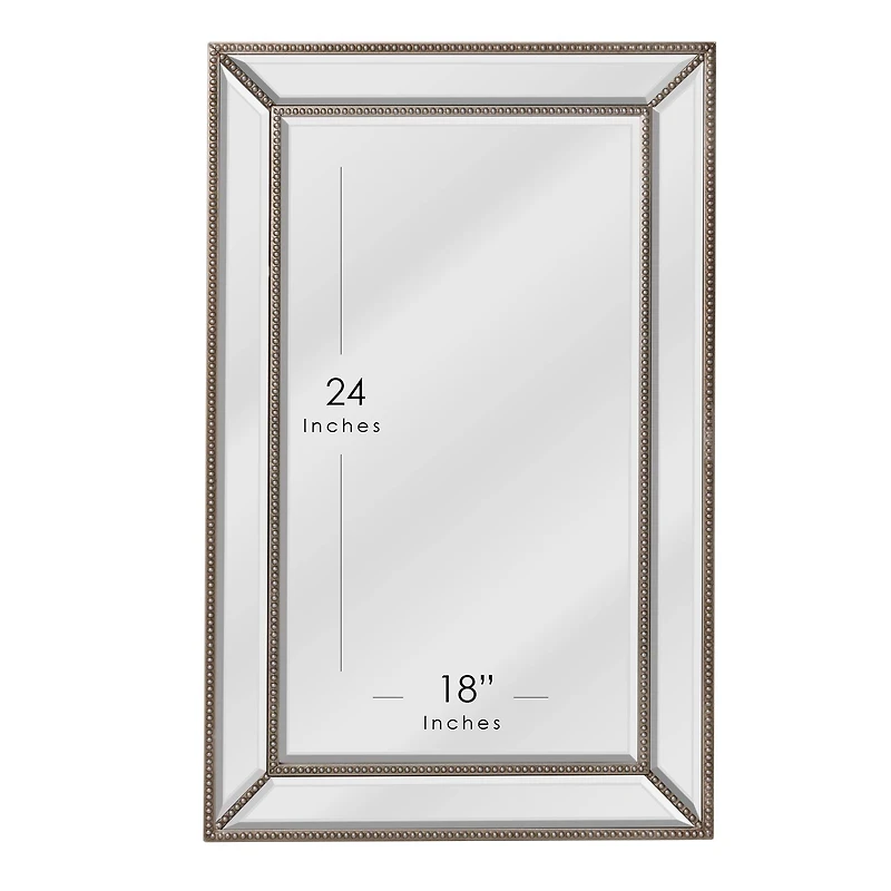 Head West 30" Silver Metro Beaded Glass Framed Vanity Mirror