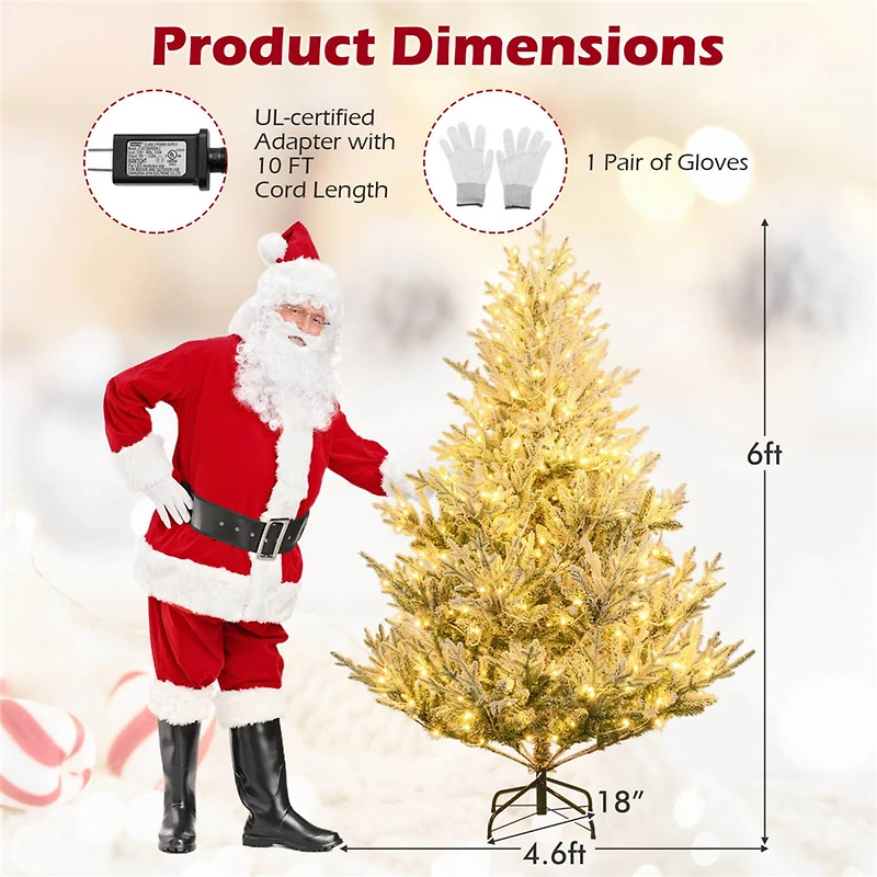 Costway 6 ft. Pre-Lit Gold Artificial Christmas Tree, Warm White LED Lights