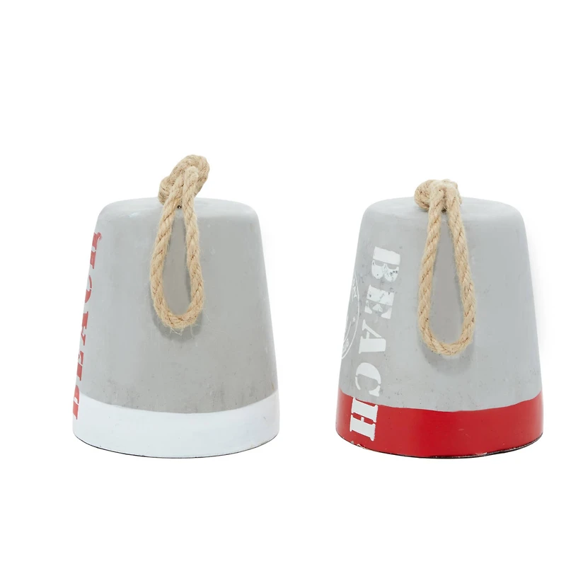 9" Gray Cement Coastal Lifeguard Sculpture Set