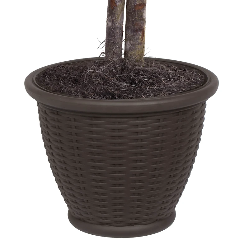 4ft. Artificial Orange Maple Bush with Rattan Basket