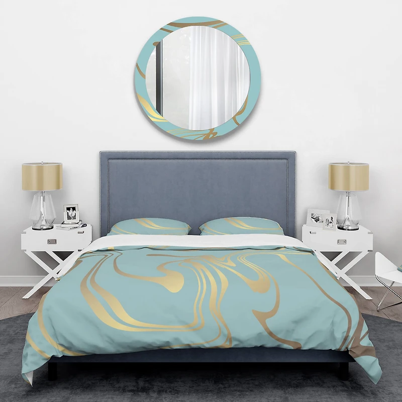 Designart 'Golden Marble Design I' Mid-Century Duvet Cover Set