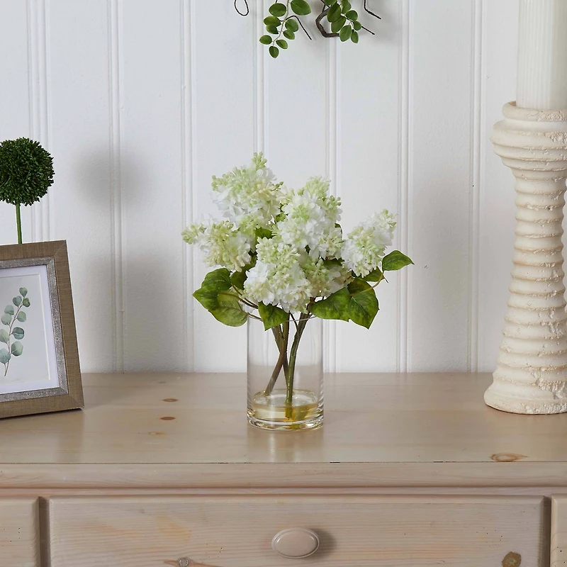 15" Lilac Arrangement in Glass Vase