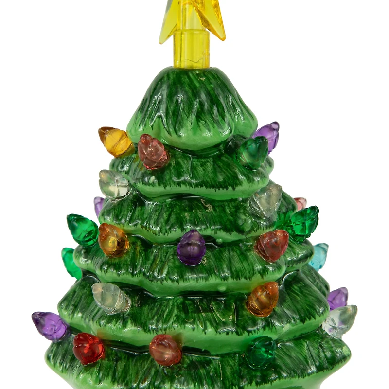 5" Green LED Retro Christmas Tree Ornament