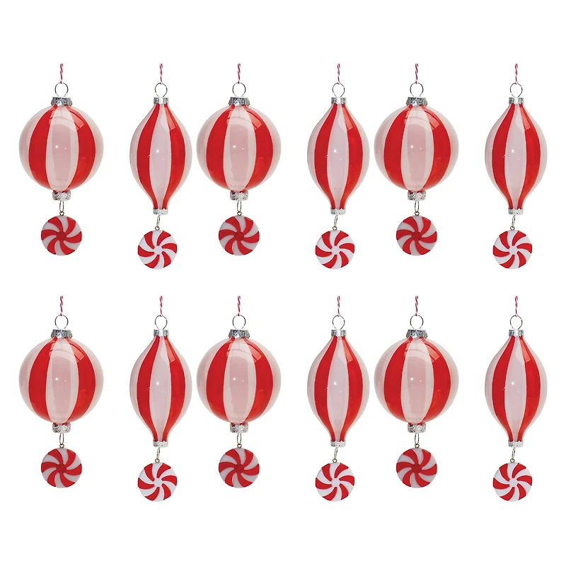 Glass Peppermint Drop Ornament Set
