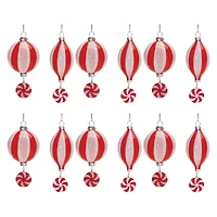 Glass Peppermint Drop Ornament Set