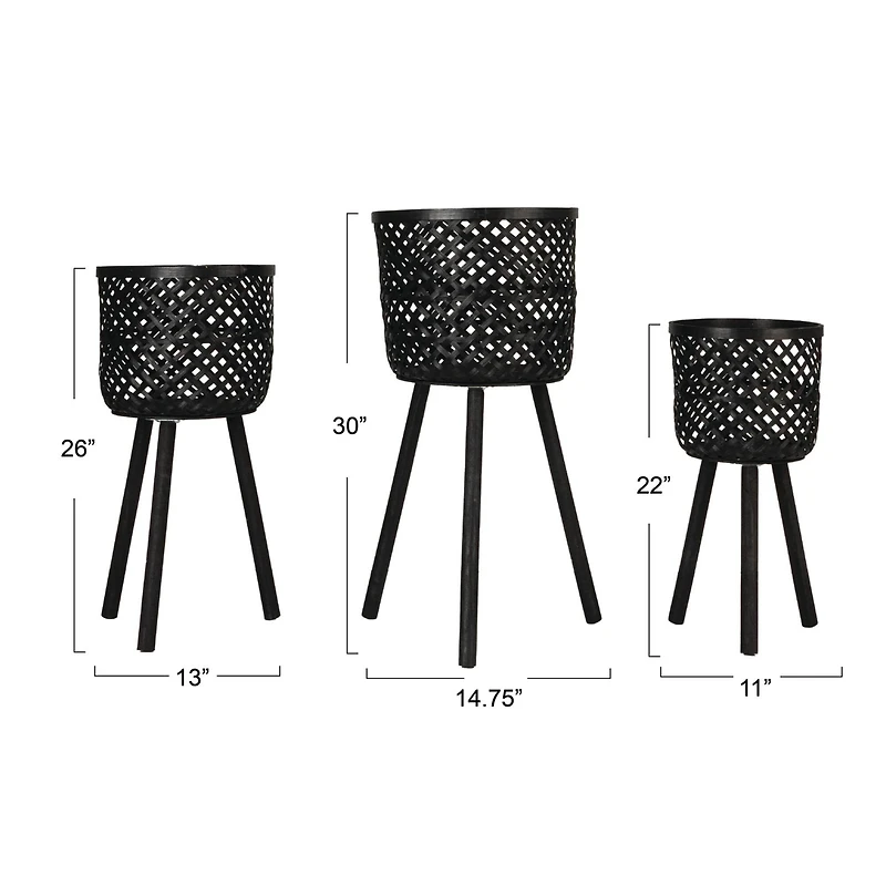 Hello Honey® Black Woven Bamboo Basket Set