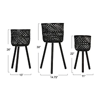 Hello Honey® Black Woven Bamboo Basket Set