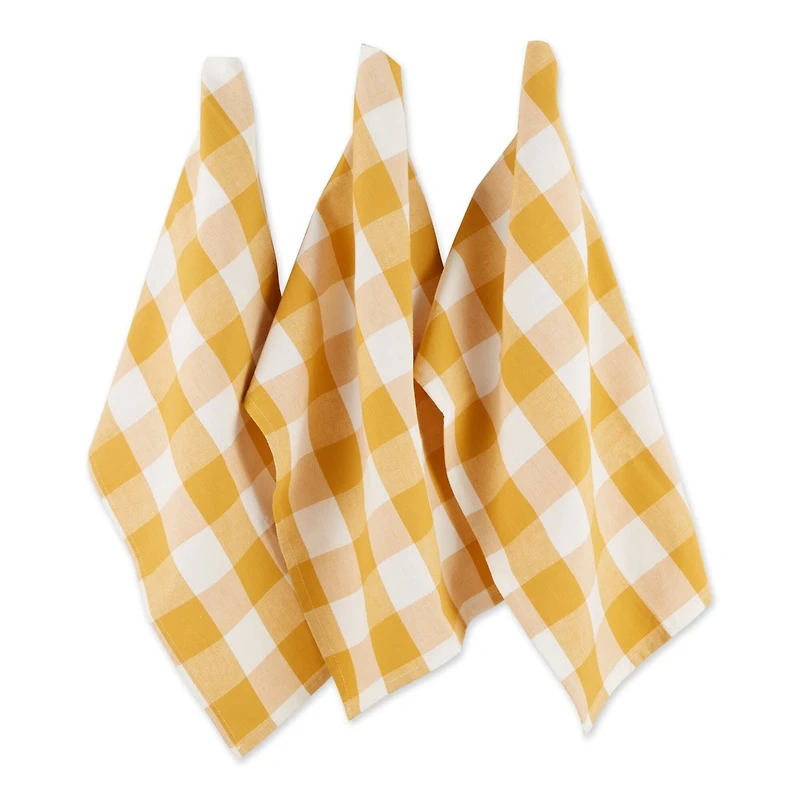 DII® Honey Gold Buffalo Check Dish Towels, 3ct.