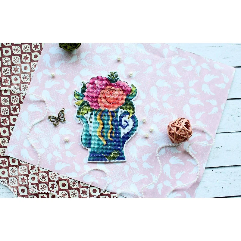 MP Studia Flowers Of Love Plastic Canvas Counted Cross Stitch Kit