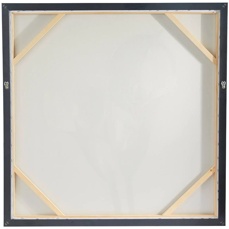 White Canvas Shaded Tulip Floral Framed Wall Art with Black Frame 37" x 1" x 37"