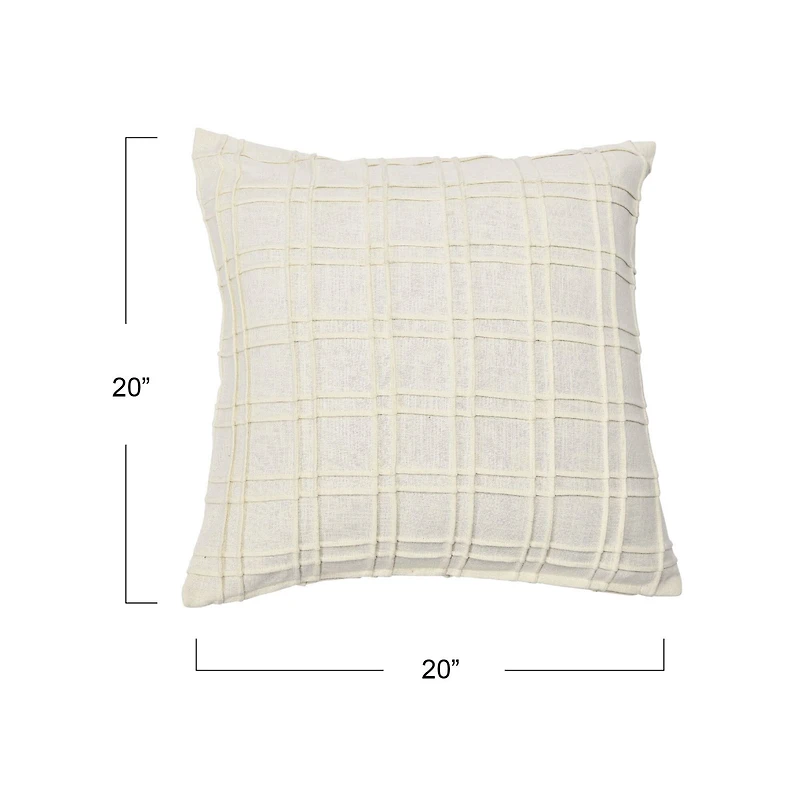 Hello Honey® 20'' Square Plaid Pleated Cotton Pillow Cover