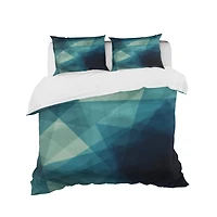 Designart 'Abstract Geometric Shades of Blue' Modern & Contemporary Bedding Set