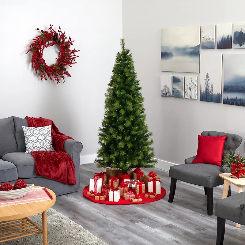 6.5ft. Pre-Lit Green Valley Pine Artificial Christmas Tree, Warm White LED Lights