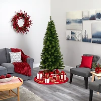 6.5ft. Pre-Lit Green Valley Pine Artificial Christmas Tree, Warm White LED Lights