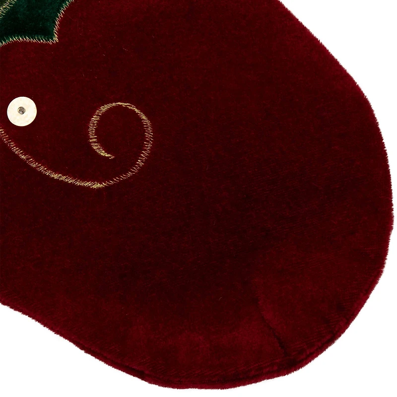 20.5" Holly Embroidered Velvet Stocking
