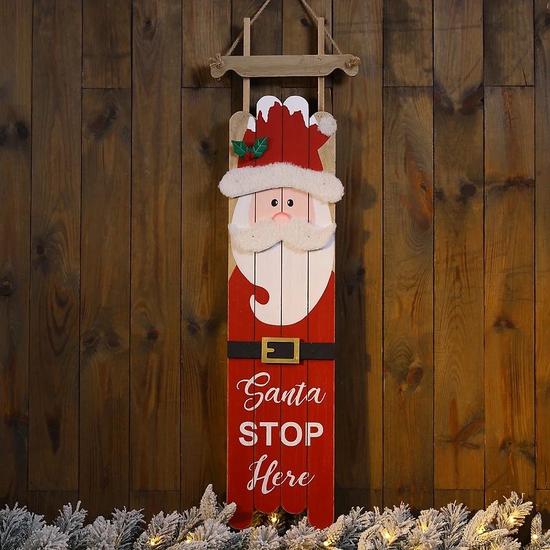 Glitzhome® 42" Wooden Sleigh Santa Porch Sign
