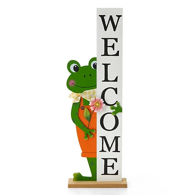 Glitzhome® 36" Wooden Frog WELCOME Porch Décor