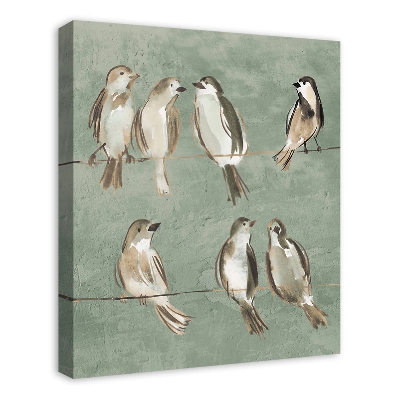 Birds on a Wire Sage 20" x 24" Canvas Wall Art