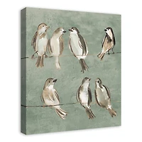 Birds on a Wire Sage 20" x 24" Canvas Wall Art