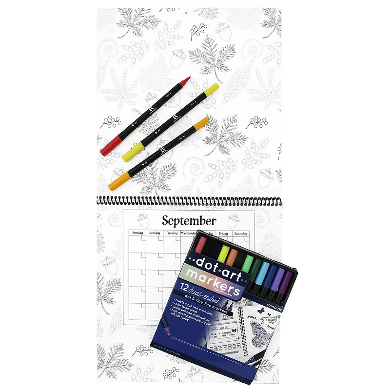 Leisure Arts® Dot Art 12'' x 12'' Calendar with Markers Set