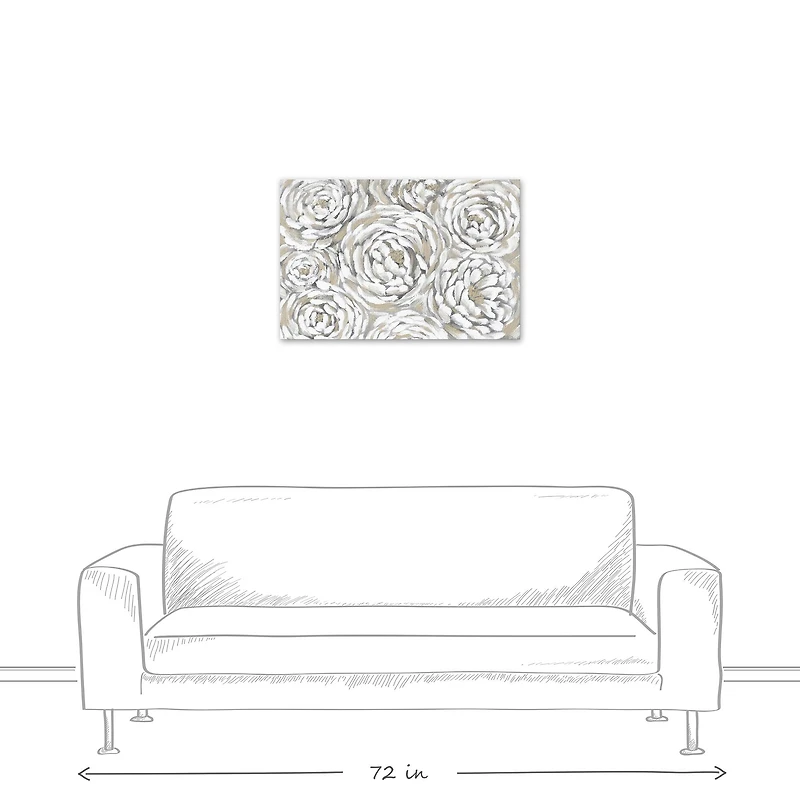 Cream & Gray Floral Canvas Wall Art