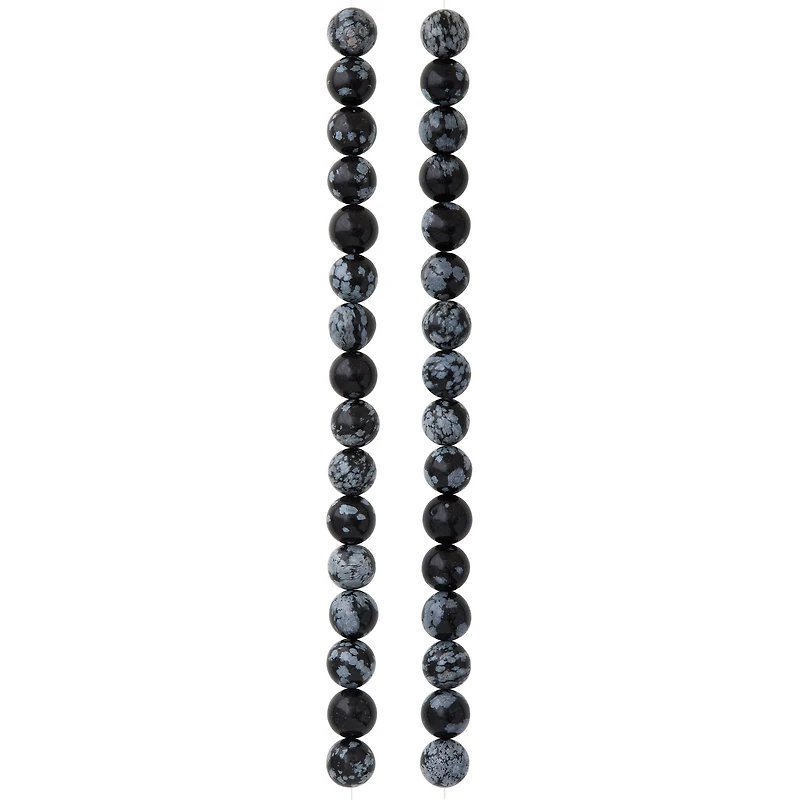 12 Pack: Black & Grey Jasper Round Beads, 8mm by Bead Landing™