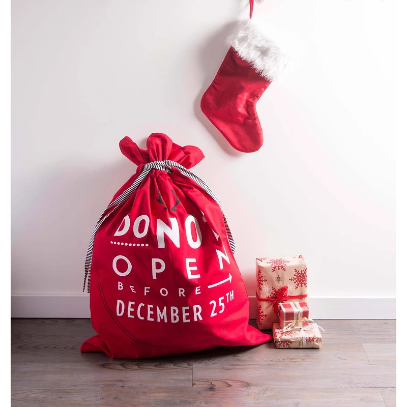 DII® Do Not Open Santa Drawstring Gift Bag