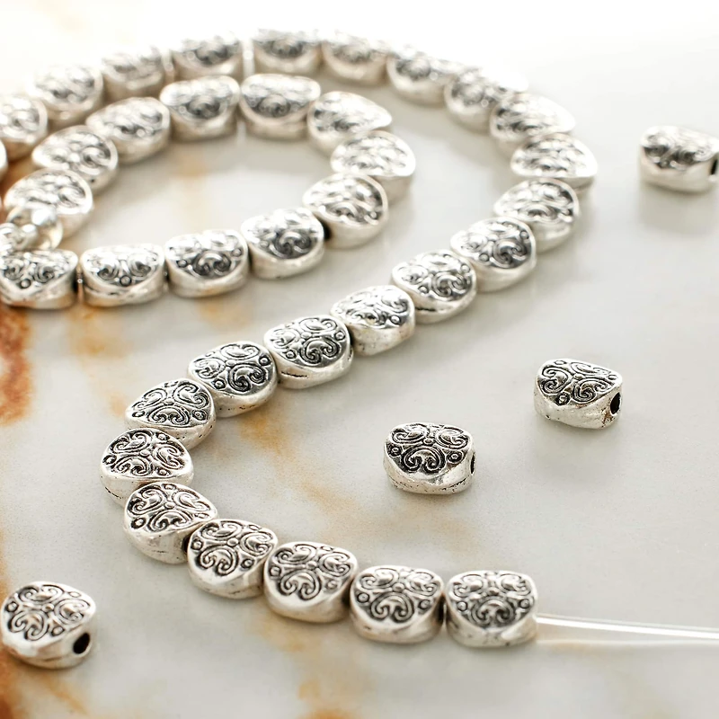 12 Pack:  Silver Plated Lentil Beads, 6mm by Bead Landing™
