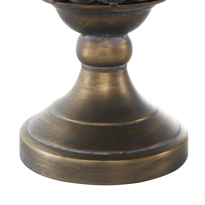 12" Bronze Hammered Urn-Shaped Metal Vase with Cut Out Details