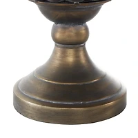 12" Bronze Hammered Urn-Shaped Metal Vase with Cut Out Details